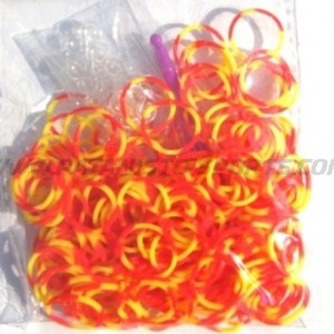 Two Tone Loombands Rood-Geel 200 Stuks