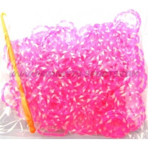 Zebra Loombands Jelly Roze-Wit 200 Stuks