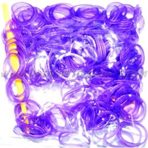 Glitter Loombands Jelly Paars 200 Stuks