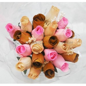 Houten Rozen Leah Boeket Klein*